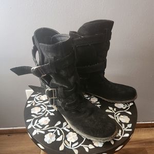 Black suede slouchy boots size 9